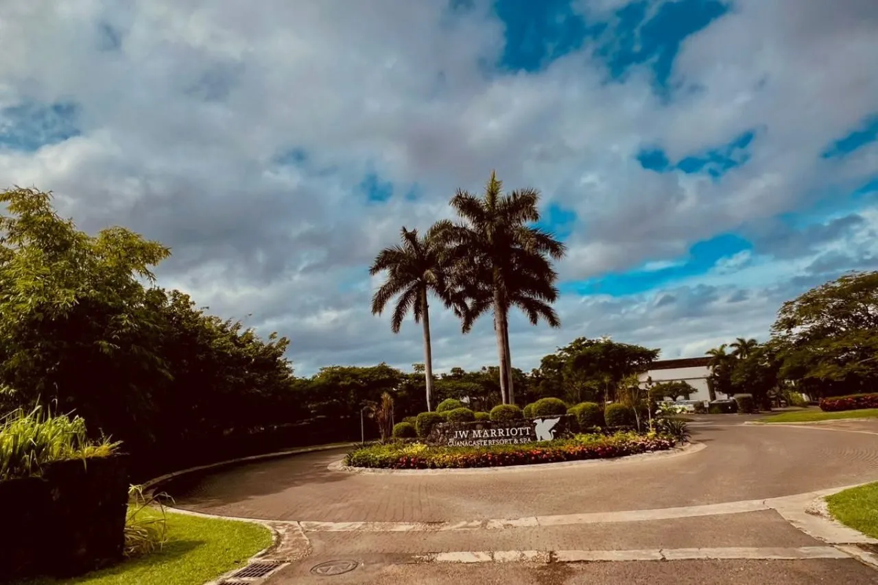 Palms and the landscaped entrance drive at JW Marriott Guanacaste