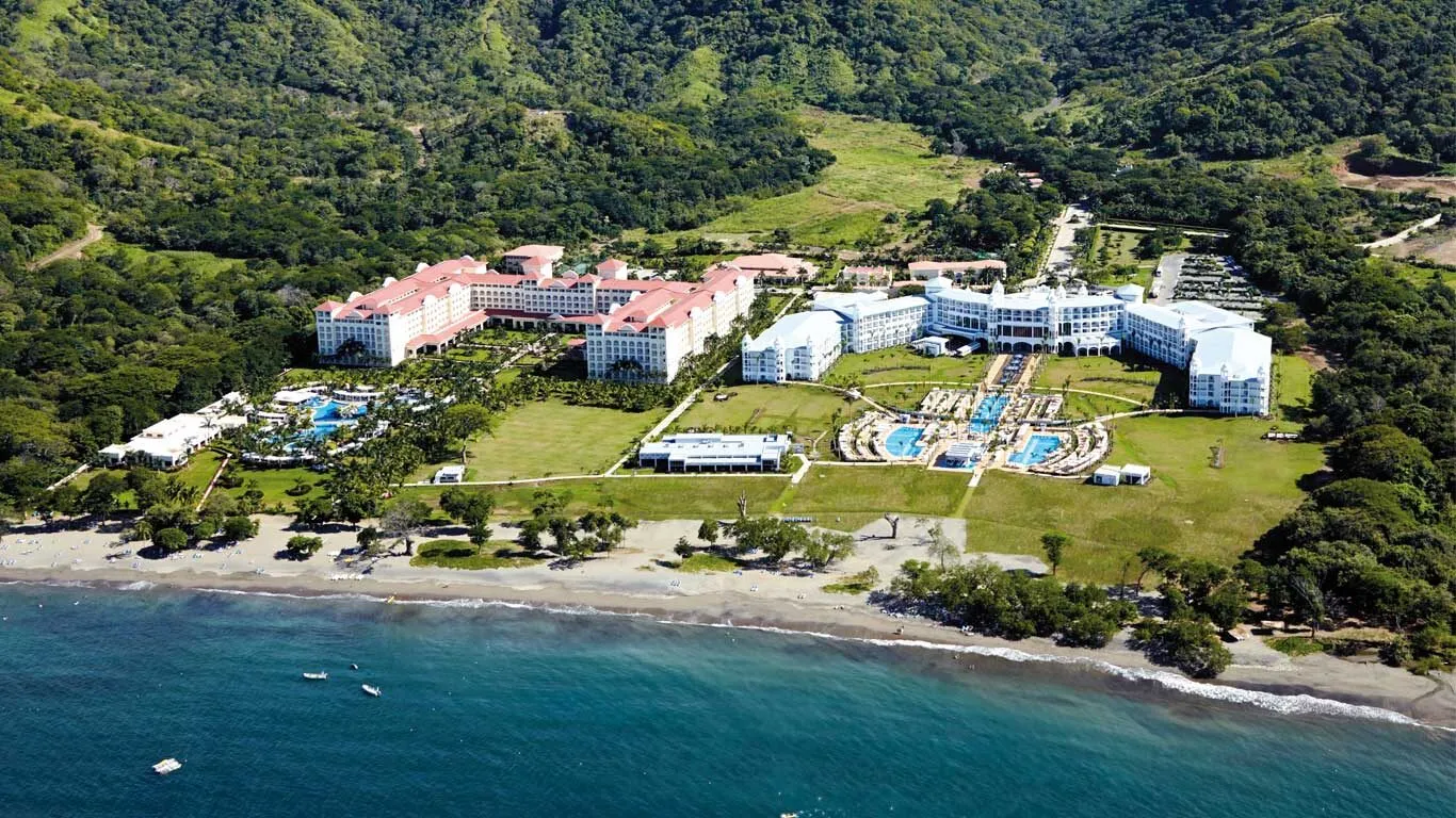 Aerial view of the RIU resorts on the beach at Playa Matapalo