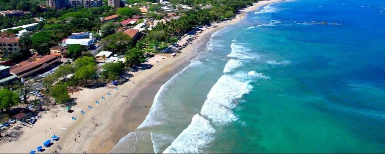 Aerial view of Tamarindo beach and town on the Guanacaste coast